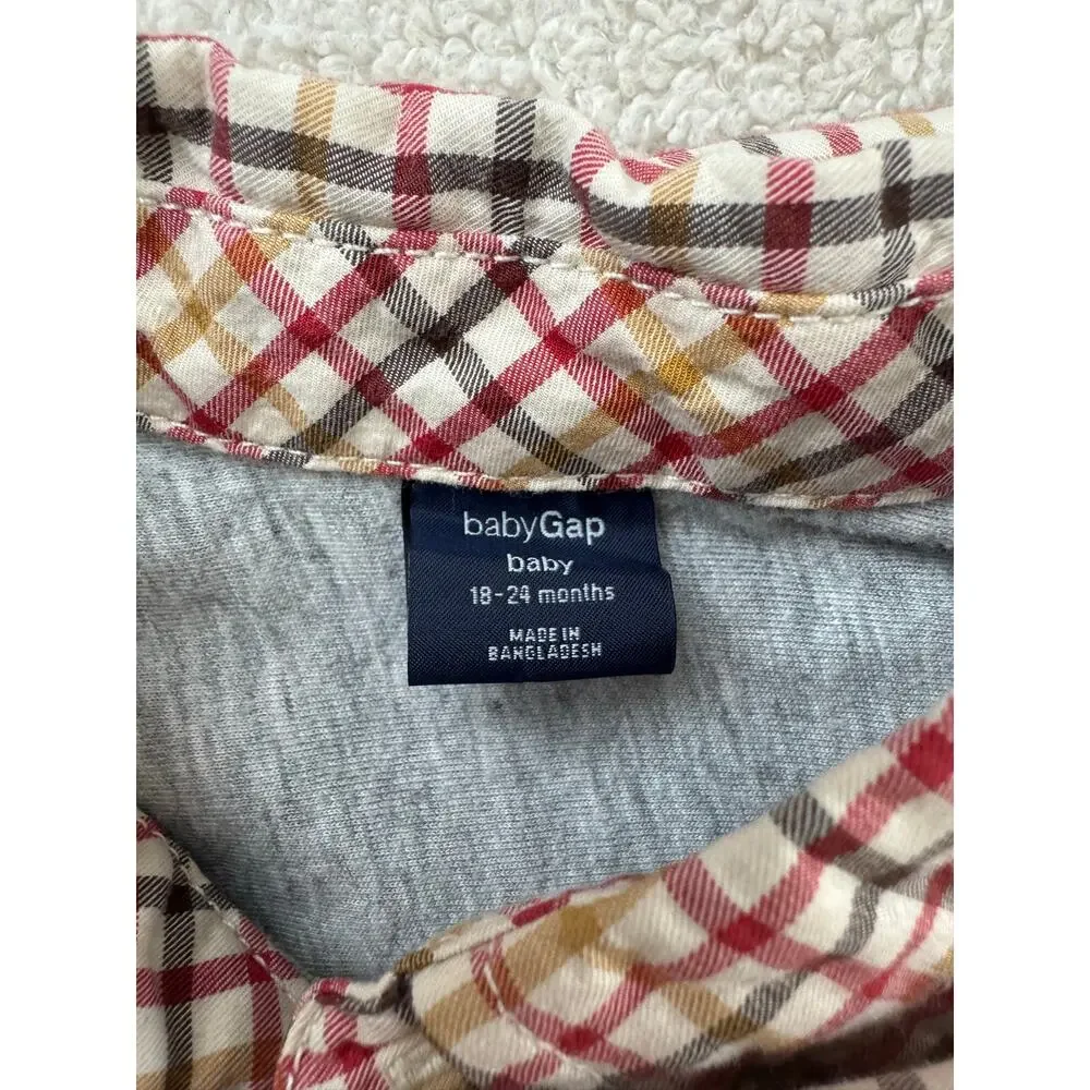 Baby Gap Plaid Romper featuring Button Down Collar